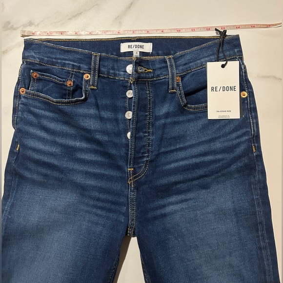 Re/Done 70s High-Rise Stove Pipe Jeans -
Deep Faded Blue, Size 28 - Picture 8 of 9